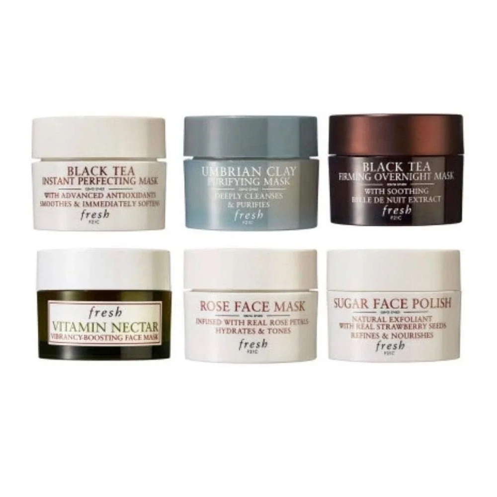 Fresh Mini Loves 6 Masks To Go Skincare Set with Blue Travel Pouch